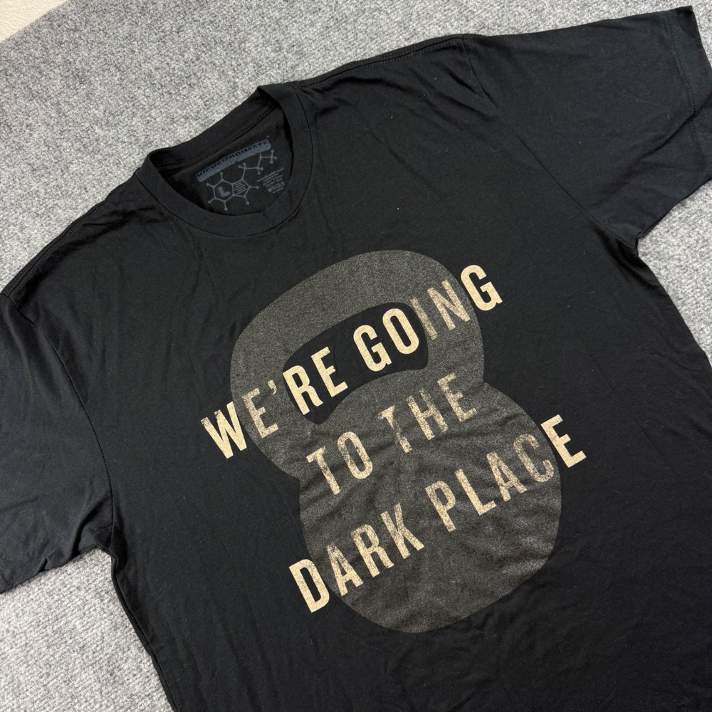 Higher Primate Dark Place T-Shirt L Black Joe Rogan Kettlebell Graphic NWT Men's